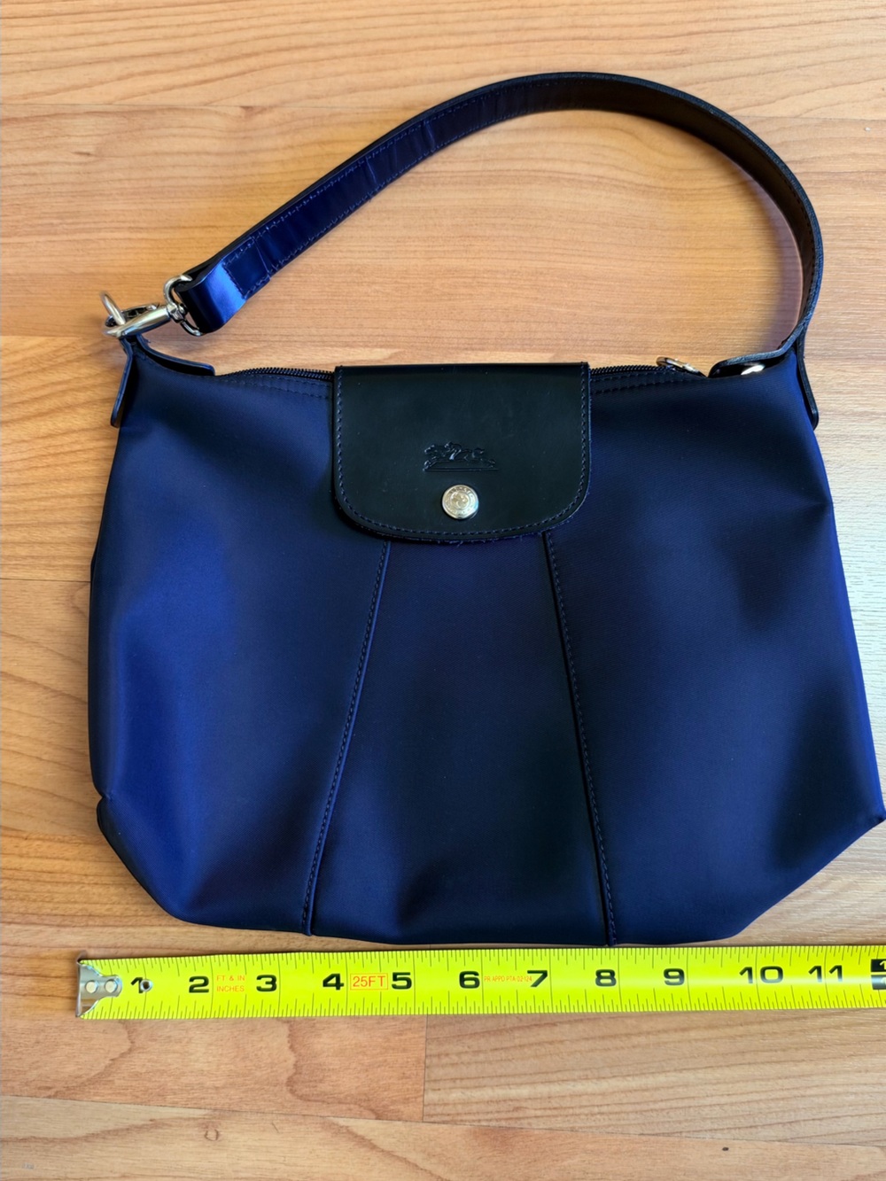 Longchamp Black Shoulder Bag with Snap-Flap